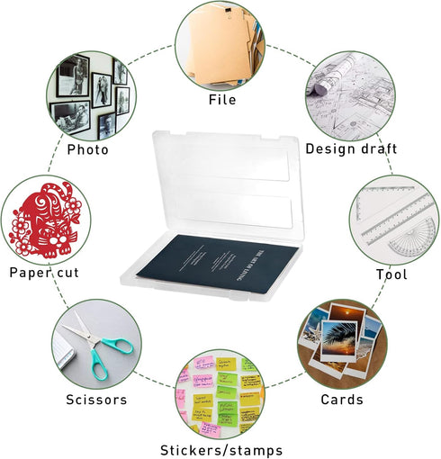 Hiceeden 4 Pack Plastic Project Case for 8.5"x11" Letter File - Transparent Scrapbook Paper Storage Box for Office