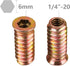 40Pcs Anwenk 1/4"-20 x 25mm Furniture Screw-in Nut, Threaded Wood Inserts with Hex Spanner