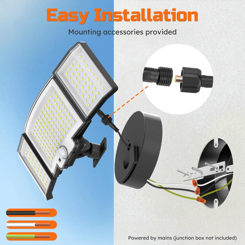 20W 3000LM 6500K 3 3 Porch(2 Pack) CLAONER LED Security Motion Sensor Outdoor Floodlights, Daylight Remote Control