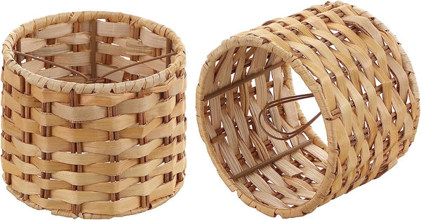 Aspen Creative 50501-2, Drum Clip-On Chandelier Lamp Shade, Natural Banana Leaf, 5" Top x
