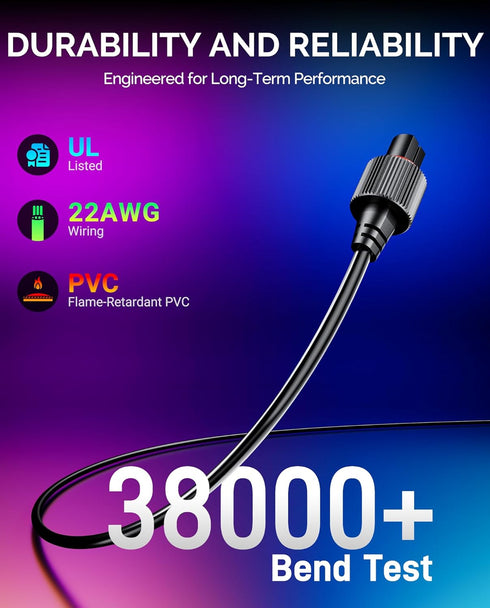 Zustov 10FT Bulb IP68 H7025, H7026, Extension Cable for Govee Outdoor Clear String Lights, Waterproof Outdoor Lights