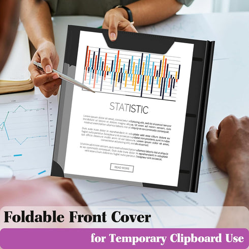 Telescoping 3 Ring Binder with Customizable Front Cover - 1 PCS, Flexible Round Binder Holds 8.5x11 inch Paper - Black