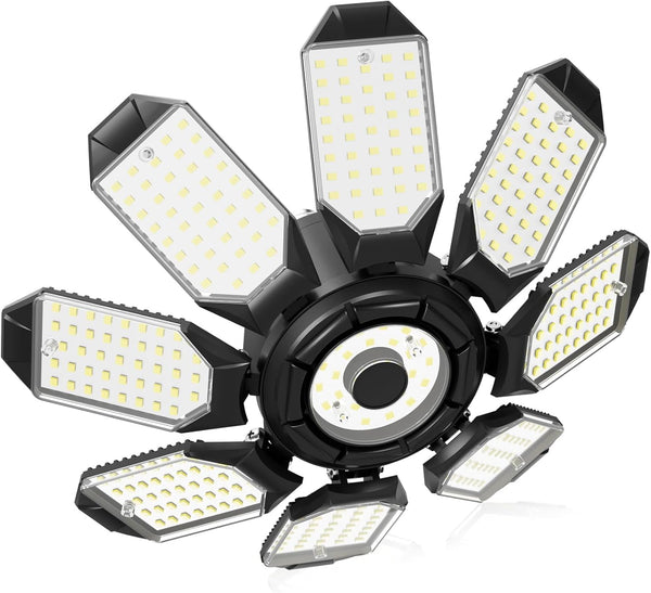 Adiding LED Garage Ceiling Lights 14000Lm w/ 8 Adjustable Panels, Super Bright