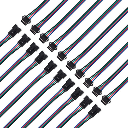 BTF-LIGHTING 10 Pairs 4pin SM JST 15cm Cable Female/Male Connectors for LED Strip RGB 5050 3528