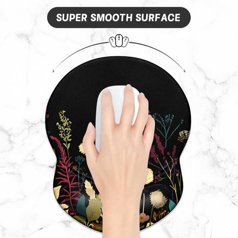 ITNRSIIET Ergonomic Mouse Pad with Gel Wrist Support, Non-Slip PU Base, 8.7 x 7.2 in, Pretty Flowers