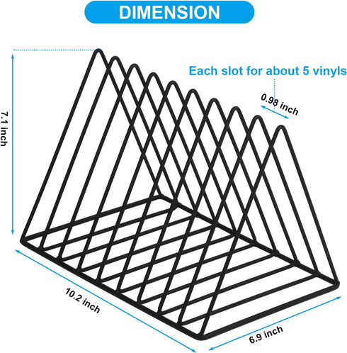 EASEPRES Vinyl Record Holder - 9 Slot Metal Magazine Book Album Display Rack for Home Office Stylish Triangle Organizer