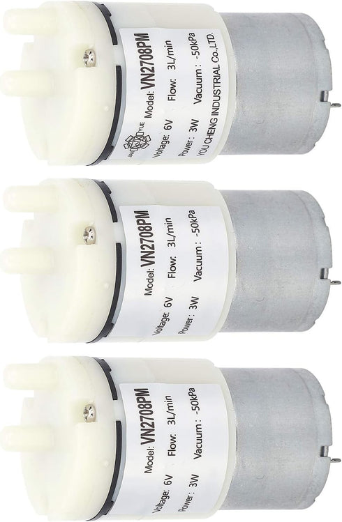 Walfront 3Pcs DC 6V Micro Diaphragm Pump 3L/min Miniature Water Air Vacuum Motor pressure Switch for Fish Tank 3W, Diaphragm Pump