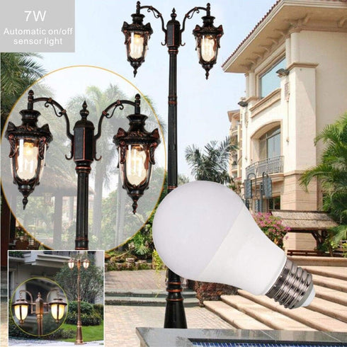 Dusk to Dawn LED Outdoor Light Bulb, 7W Daylight White, Auto on/Off Photocell Sensor, 60 Watt Equivalent, 3-Pack