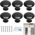 Kare & Kind 6X Round Cabinet Knobs, Matte Black Pulls for Kitchen Drawers, Cupboards, DIY Home Improvement