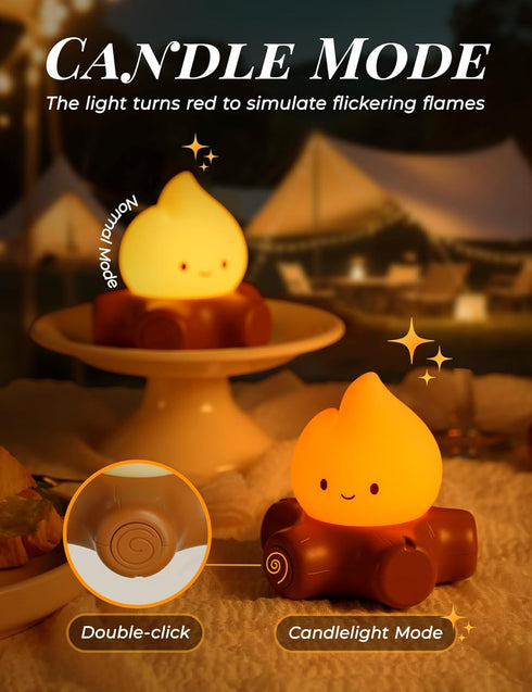 (3Pack) WANIDEA Fake Campfire Lamp, Ambient Lighting, White Noise Soothes The Mood, Portable Rechargeable Night Light