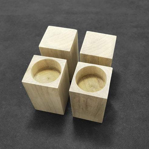 KDDEON Set 4 Legs,24 (13cm,Inner 4cm) of Solid Wood Furniture Raised Legs,Round Slotted Bed Sizes,Wood Color