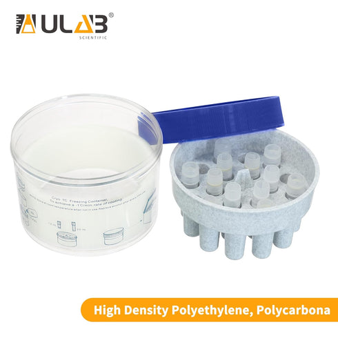 ULAB Scientific Cryo-Safe Freezing Container, Polycarbonate Jar with 18-Place Tube Holder, UCP1001