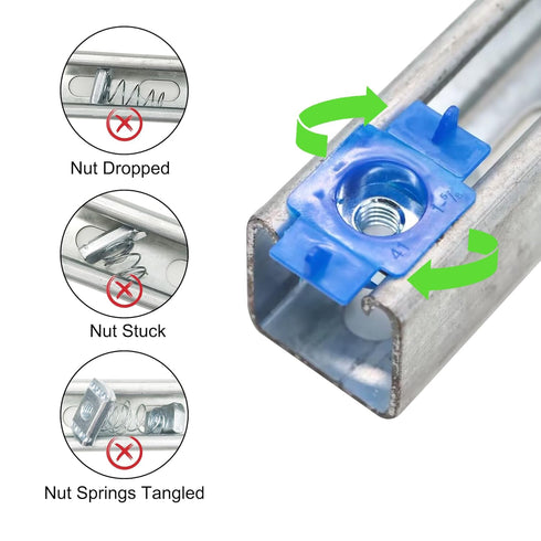 Strut Nuts with Twist Tab, 1/2"-13 Thread Strut Channel Nuts with Zinc Electroplate, 100 Packs