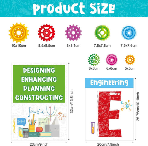 Zonon 40 Pcs Stem Science Bulletin Board Set - Scientist Posters and Gear Shaped Cutouts