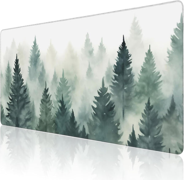 Extended Large Gaming Mouse Pad, Misty Forest XXL Desk Mat for Desktop, Non-Slip Rubber Base, 35.4"X15.7"