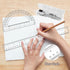 CNTVO 3 12 Inch Set Pcs Plastic Ruler, Clear Protractor and Compasses for Student Geometry, Durable Transparent Drawing