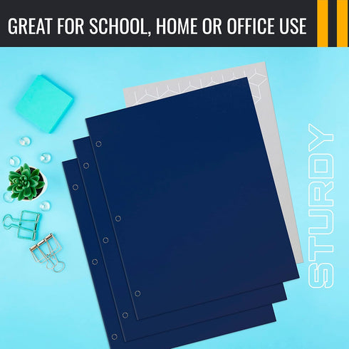 Better Office Products Two Pocket Portfolio Folders, 50-Pack, Blue, Letter Size Paper Folders