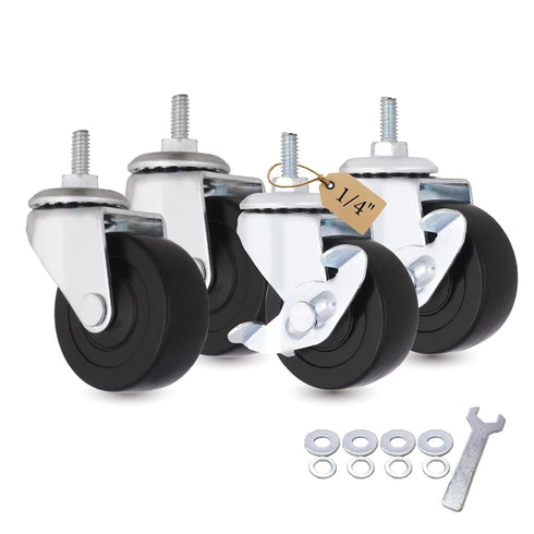 AXL 2 Inch Caster Wheels, 1/4 Inch Threaded Stem Swivel Casters with
