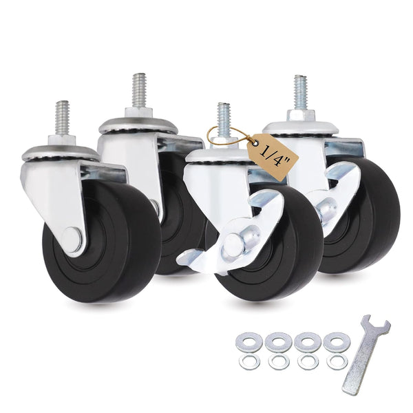 AXL 2 Inch Caster Wheels, 1/4 Inch Threaded Stem Swivel Casters with