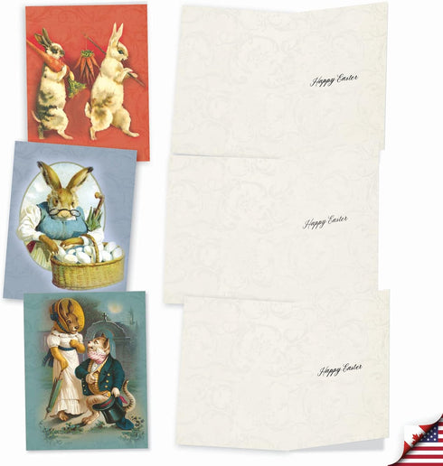 The Best Card Company 20 Vintage Easter Cards with Envelopes, Retro Boxed Note Cards for Easter (4 x 5.12 Inch).