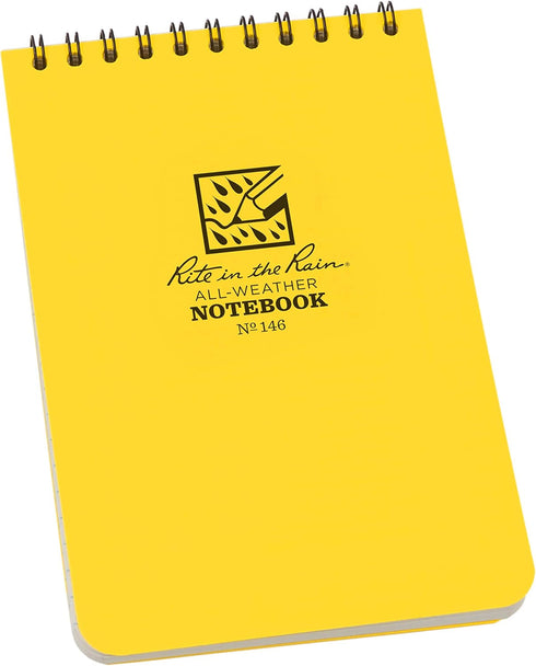 Rite in the Rain 4" x 6" Weatherproof Notebooks, Yellow Cover, Universal Pattern, 6 PACK (No. 146L6)