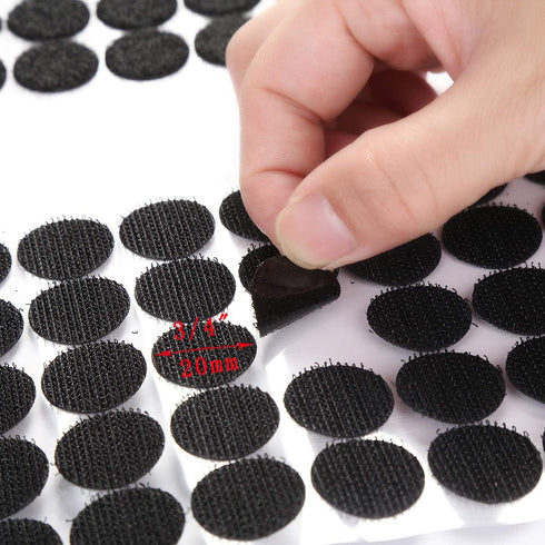 Black Self Adhesive Dots - 1000pcs (500 Pairs) 3/4" Diameter Hook and Loop Dots for School, Office