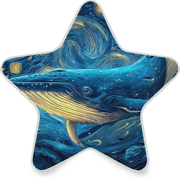 ALAZA Blue Whale Watercolor Oil Painting Star Shaped LED Night Light Dusk