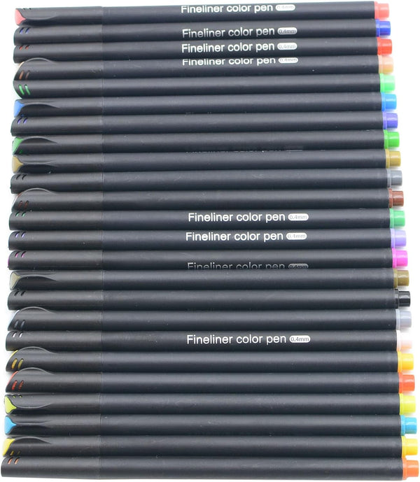 YIKANGHENG 24 Pcs 24 Colors Fine Point Line Drawing Pens, 0.4mm for Painting, School and Office Supplies