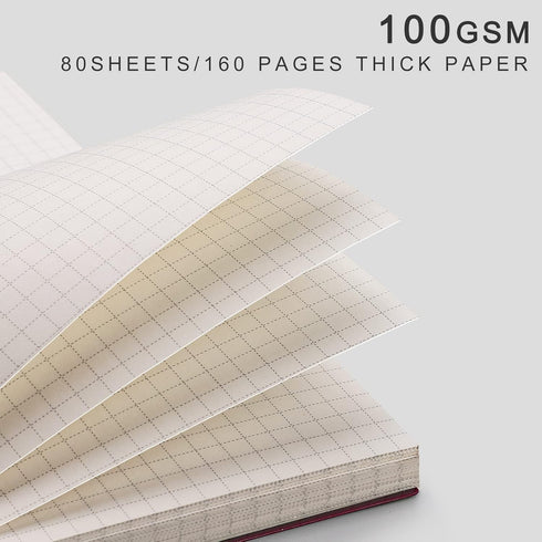 EMSHOI Graph Paper Spiral Notebook, 5.7" x 8.22", 4 Pack, 640 Pages, 100gsm Thick Grid Paper