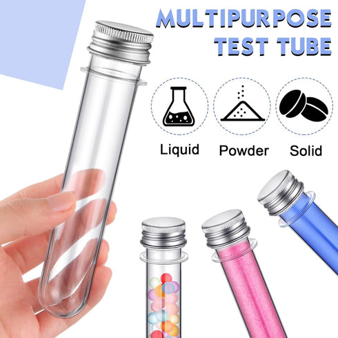 45ml Plastic Test Tubes, 150 Pcs Transparent Clear Bath Salt Tubes with Aluminum Lid for Storage Container