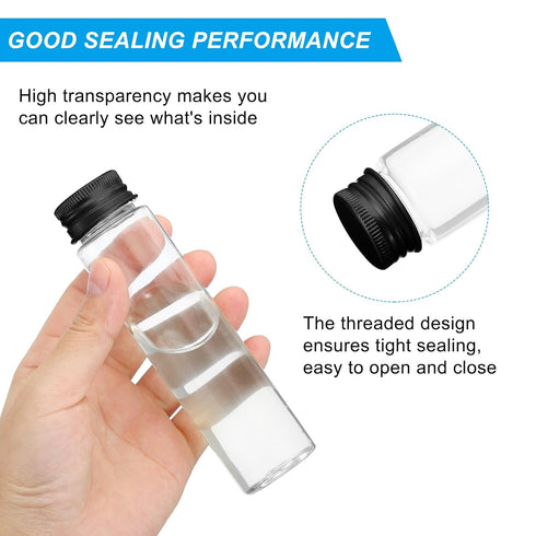 PATIKIL 80ml Plastic Test Tubes with Screw Caps, 15Pcs Flat Bottom Tubes for Scientific Party Decoration