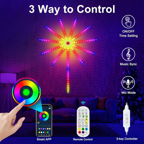 Smart Firework LED Lights, ICRGB Dream Color LED Lights for Bedroom, LED Strip Lights with Remote App Control, Color