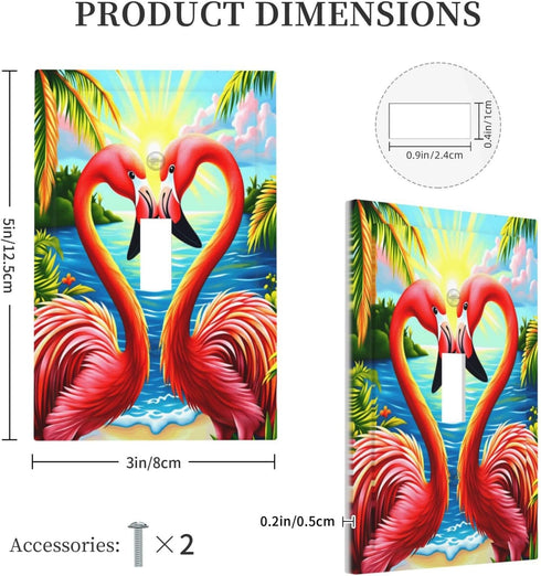 haigof 1 3 5 Inch Romantic Flamingo Light Switch Cover Wall Plate Gang Single Plates Print Faceplate Home Decor X