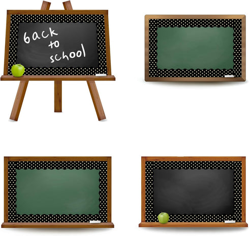 Whaline 32.8ft Dot Bulletin Board Borders, Black with Gold Foil Dot Die-Cut Trim for Classroom Decoration