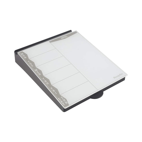 ECR4Kids Memo Station, MessageStor Dry-Erase Glass Board Desk Organizer, Grey