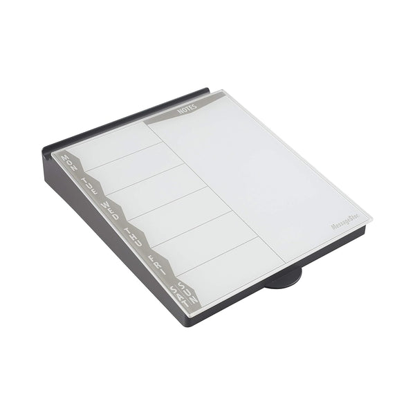 ECR4Kids Memo Station, MessageStor Dry-Erase Glass Board Desk Organizer, Grey