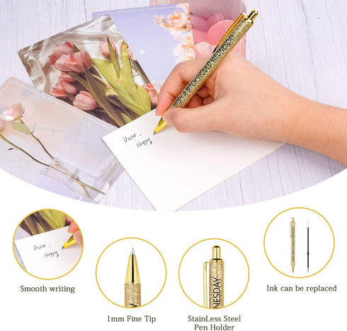 AUAUY Funny Pens, Seven Days of The Week Describing Mentality, Spoof Fun Swear Word Pens for Each Day, Fun Ballpoint