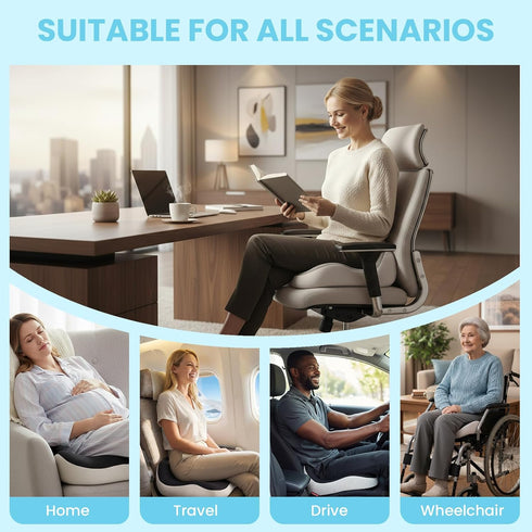 Seat Cushion,Office Chair Memory Cushion, Ergonomic Design, Relieve Sciatica and Long-Term Sitting Pain, Suitable