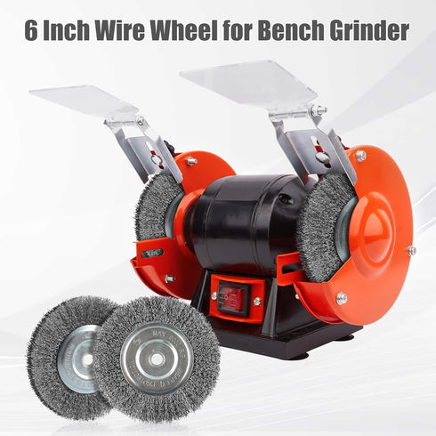 6-Inch Wire Wheel for Bench Grinder, 0.012 Carbon Steel, with 1/2" & 5/8" Arbor Hole