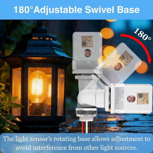 120VAC IP54 180 Photocell Sensor for Outdoor Lights, Dusk to Dawn Light Sensor, Waterproof Photoelectric Switch, Swivel