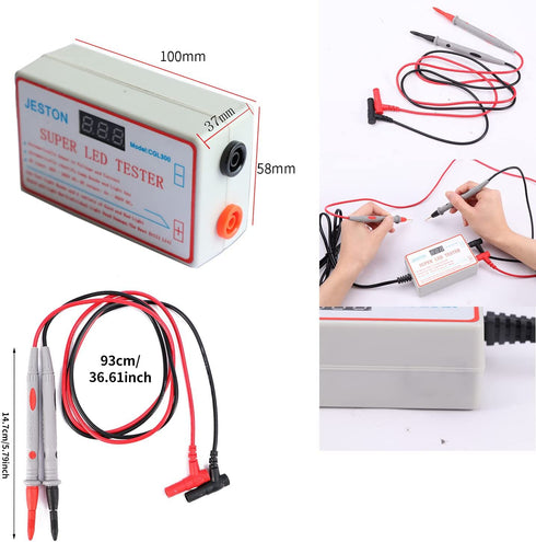 LED Light and TV Backlight Tester, 0-300V Adaptive Voltage Testing Tool with Gold Plated Pin & Power Cable for LED
