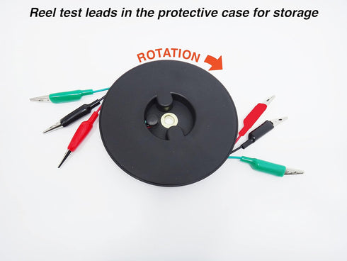 3 Wire 20' Retractable Test Leads, 18 Gauge Alligator Clips in Reel