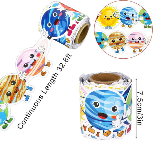 Whaline 32.8ft Outer Space Bulletin Board Borders Cartoon Solar System Die-Cut Rolled Border Trim for School Classroom Office Chalkboard Decoration