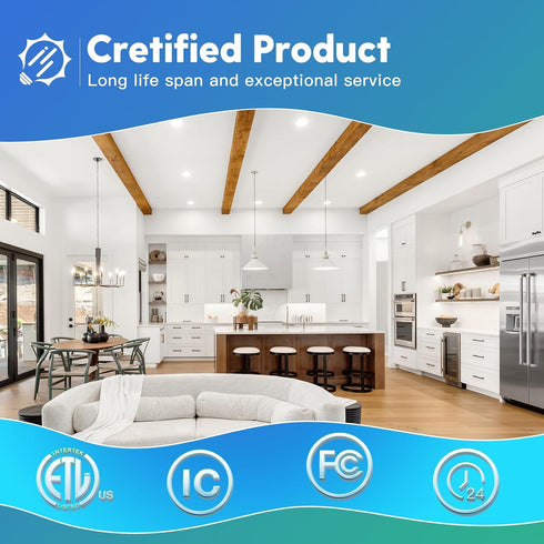 1 Pack 6 Inch 5CCT 2700K/3000K/3500K/4000K/5000K 1050LM 12WEqv110W, FREELICHT Ultra-Thin LED Recessed Ceiling Light