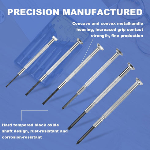 6PCS Tiny Screwdriver Set with Case, Soodeei Mini Screwdrivers for Watch, Toys, Computer, Jewelry Repair