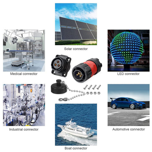 3 Pin Waterproof Connector, Industrial Electrical Connector for Automotive, Marine, RV, Solar, Indoor/Outdoor