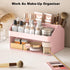 Marte Vanci Desk Organizer with Drawer, Cute Desktop Stationery Caddy, Plastic Makeup Storage Box for Home Office Crafts