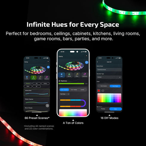 16.4ft OLIGHT Ostrip RGB LED Strip Light, Smart App Control, Music Sync, DIY Color Modes, for Bedroom, Gaming, TV, Home