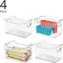 Closet, 4 Pack mDesign Deep Plastic Office Storage Bins with Handles for Organization in Filing Cabinet, or Desk