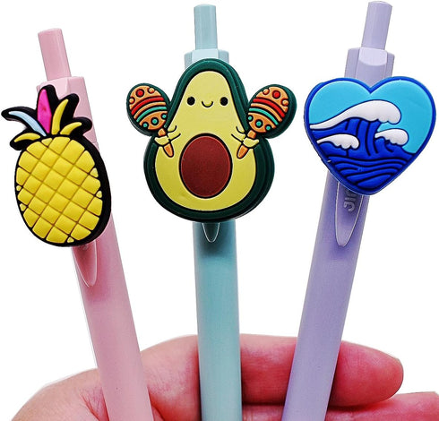YEALQU 45PCS Cute PVC Pencil Topper Decorations, Lovely Black Clip Pencil Accessories for Junior Students Gifts
